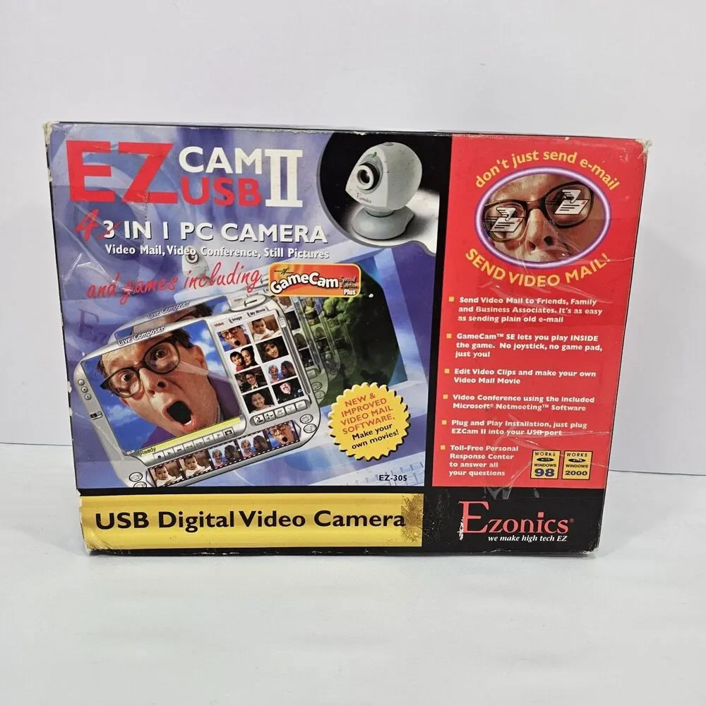 Vintage Ezonics EZCam III USB Model EZ-306 Beige 3-in-1 PC Web Camera Open Box